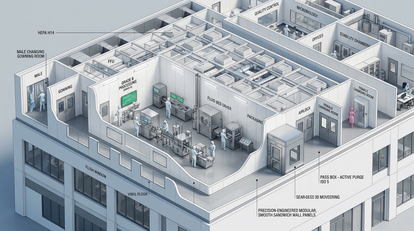 Modular Cleanroom Facility 3D Cutaway
